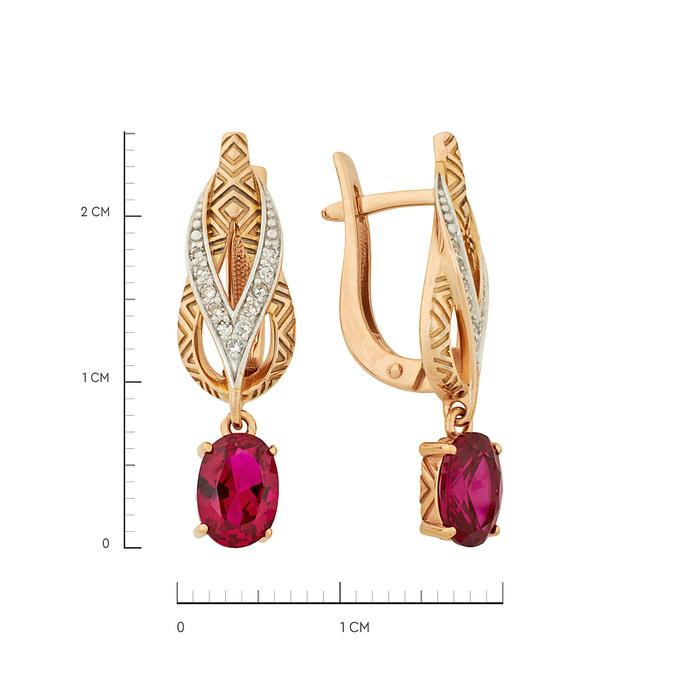 Серьги из золота 585 пробы c бриллиантами и корундами, Ц О007 3069 за 44600