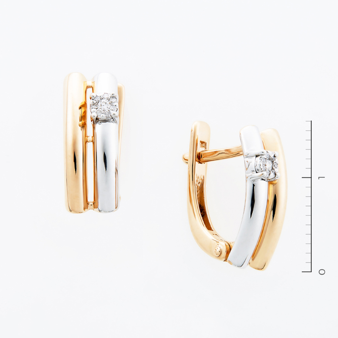 Серьги из золота 585 пробы c 16 бриллиантами