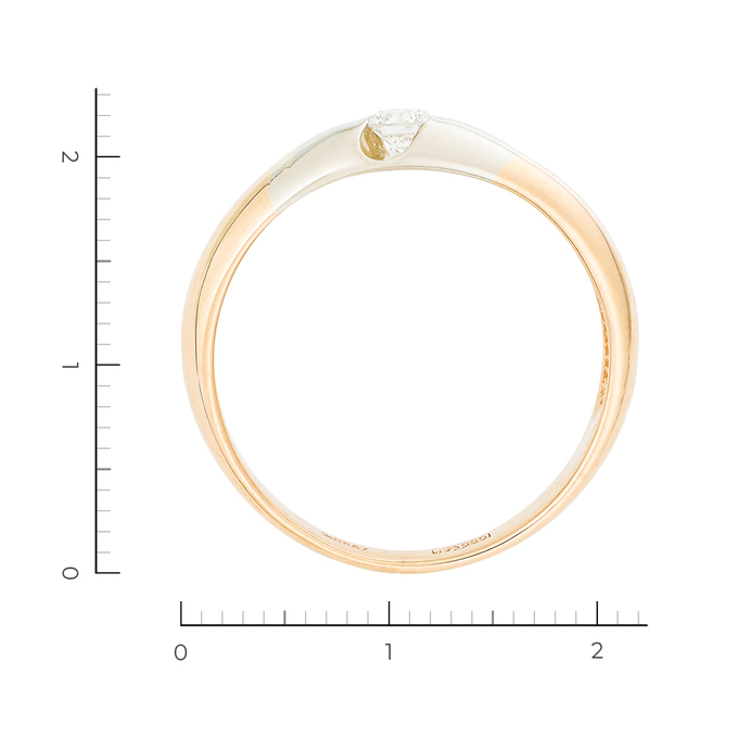 Кольцо с 1 камнем золото, 585, 2 к.,3,13 гр. (чистый вес 2,907 гр.) со следами износа; Бриллиант Кр57 6/5 вес 0,16 ct