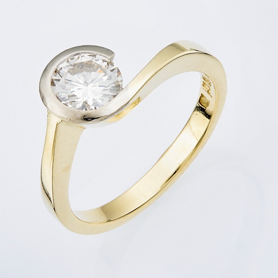 Кольцо из комбинированного золота 750 пробы c 1 бриллиантом, Л64004482 за 184000