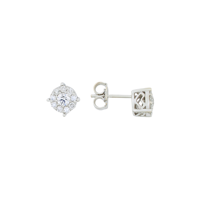 Серьга из золота 585 пробы c 10 бриллиантами
