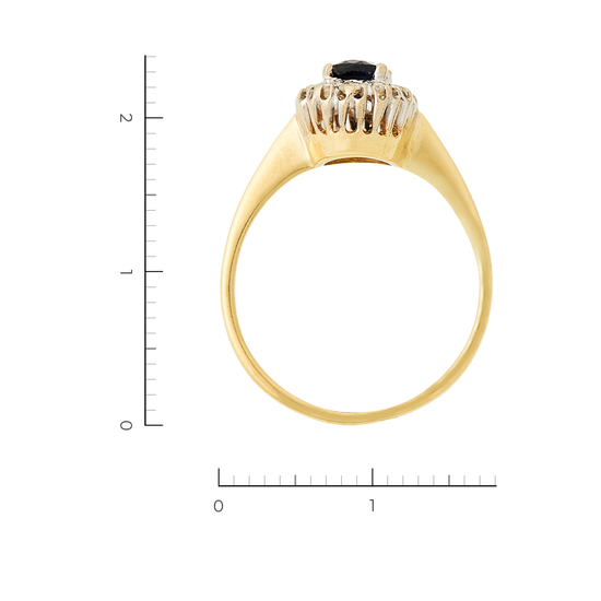Кольцо из комбинированного золота 750 пробы c 10 бриллиантами и 1 сапфиром, Л05141376 за 37450