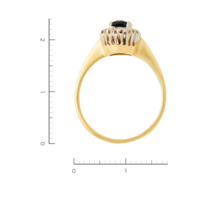 Кольцо из комбинированного золота 750 пробы c 10 бриллиантами и 1 сапфиром, Л 0514 1376 за 37450