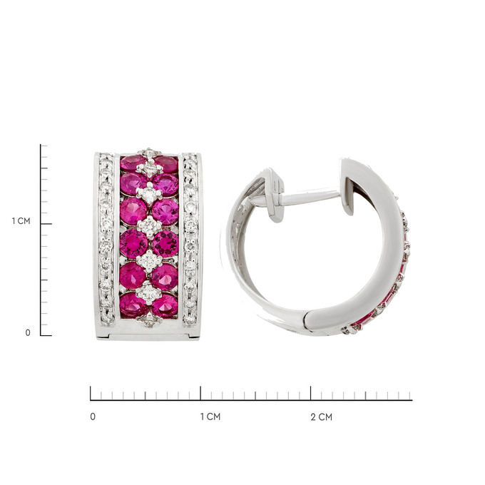 Серьги из золота 750 пробы c рубинами и бриллиантами, Л 2812 3993 за 190000