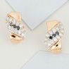 Серьги из комбинированного золота 585 пробы c фианитами