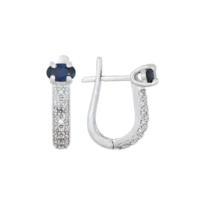 Серьги из золота 585 пробы c сапфирами и бриллиантами, Л 1115 9572 за 43600