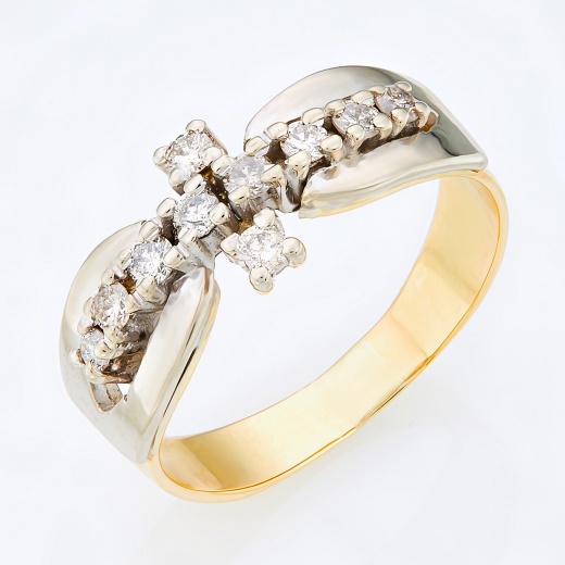 Кольцо из комбинированного золота 585 пробы c 10 бриллиантами Л54039700 фото 1