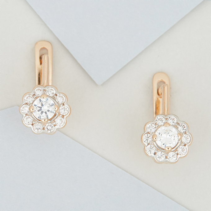 Серьги из золота 585 пробы c фианитами