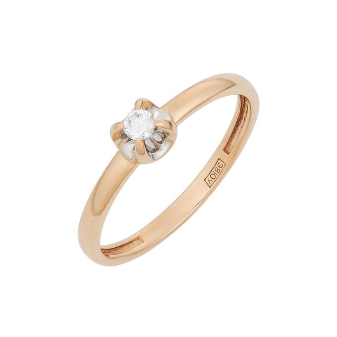 Кольцо из золота 585 пробы c бриллиантом, Л 0616 3570 за 18000