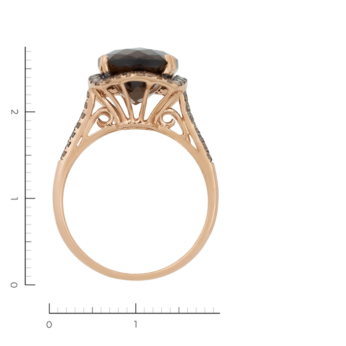 Кольцо из комбинированного золота 585 пробы c 64 бриллиантами и 1 раухтопазом, Л 4709 3458 за 27930