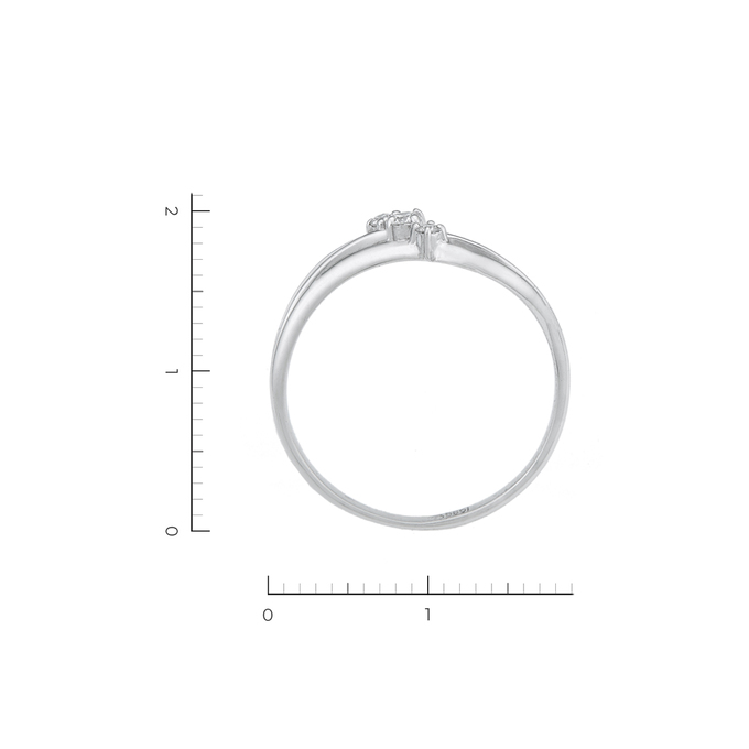 Кольцо из белого золота 585 пробы c 3 бриллиантами