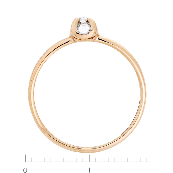 Кольцо из комбинированного золота 585 пробы c 1 бриллиантом, Л76009166 за 7140