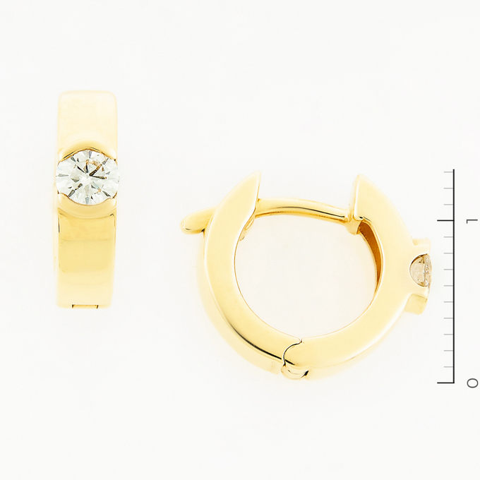 Серьги золото, 585, 2 к.,3,42 гр. (чистый вес 3,42 гр.); 2 Бриллиант Кр57 6/5 вес 0,34 ct