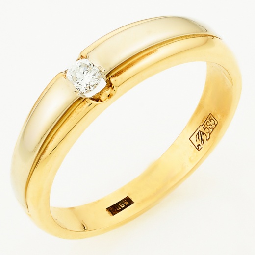 Кольцо из комбинированного золота 585 пробы c 1 бриллиантом Л51036095 фото 1