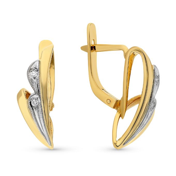 Серьги из золота 750 пробы c 4 бриллиантами