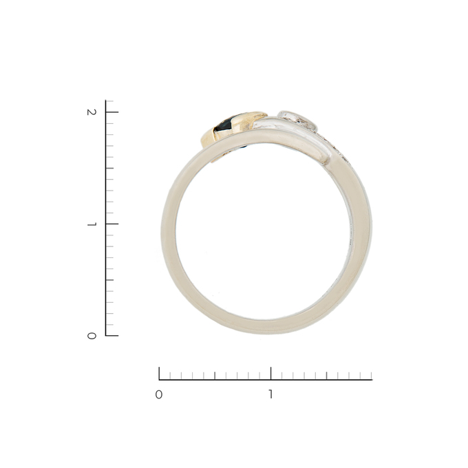 Кольцо из комбинированного золота 585 пробы c 5 бриллиантами и 1 сапфиром, Л 2809 0378 за 34750