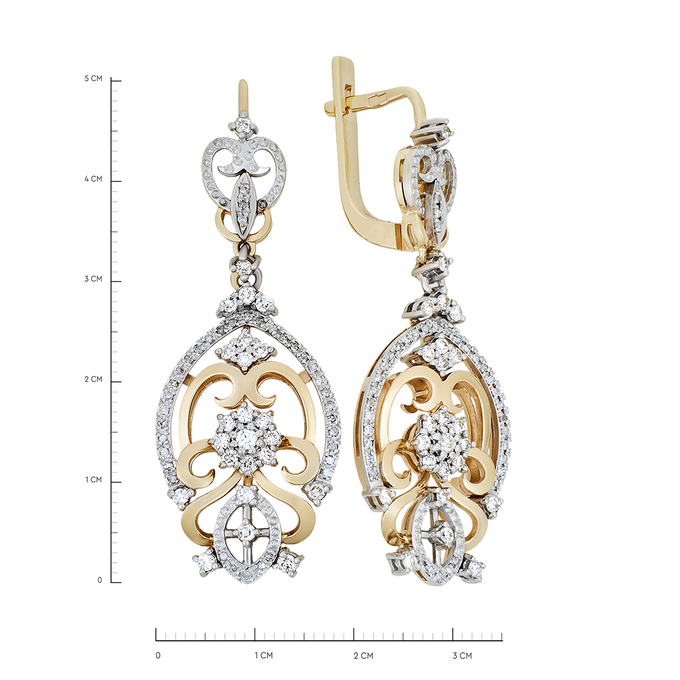Серьги из золота 585 пробы c бриллиантами, К 0000 3049 за 138000