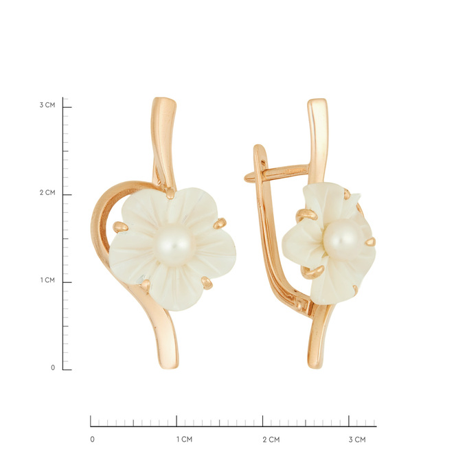 Серьги из золота 585 пробы c культивированным жемчугом и перламутром, Л 0801 4718 за 65400
