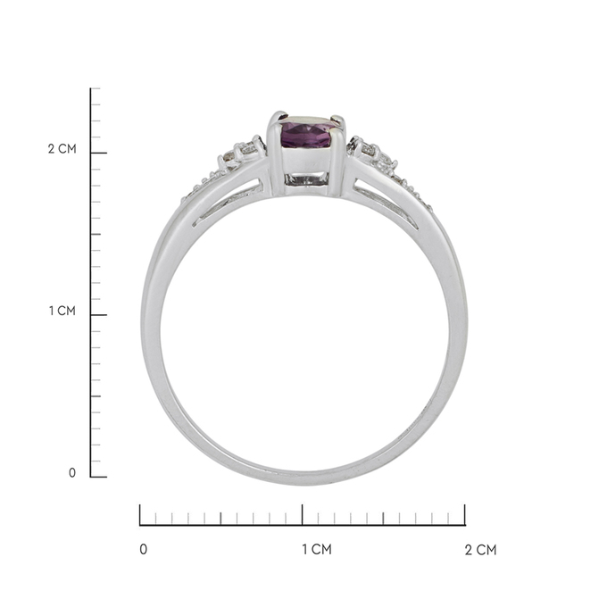 Кольцо из золота 585 пробы c аметистом и бриллиантами, Л 4508 3332 за 34320
