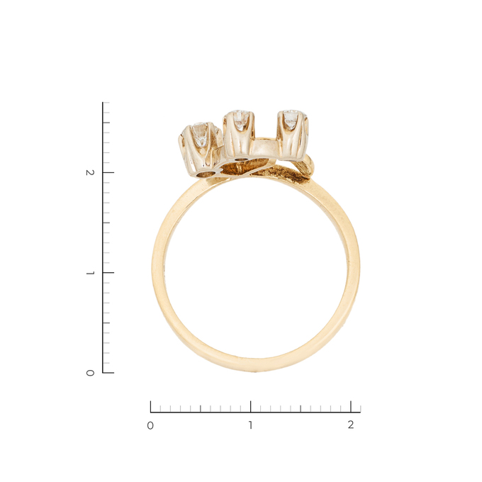Кольцо из комбинированного золота 750 пробы c 3 бриллиантами, Л 4306 0921 за 89200