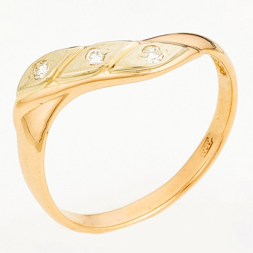 Кольцо из комбинированного золота 585 пробы c 3 бриллиантами Л30129064 фото 1