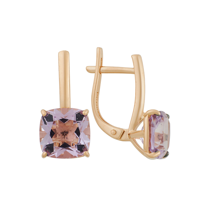 Серьги из золота 585 пробы c аметистами