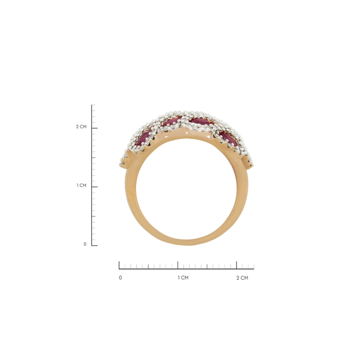 Кольцо из золота 585 пробы c рубинами и бриллиантами, Л 7601 6256 за 105000