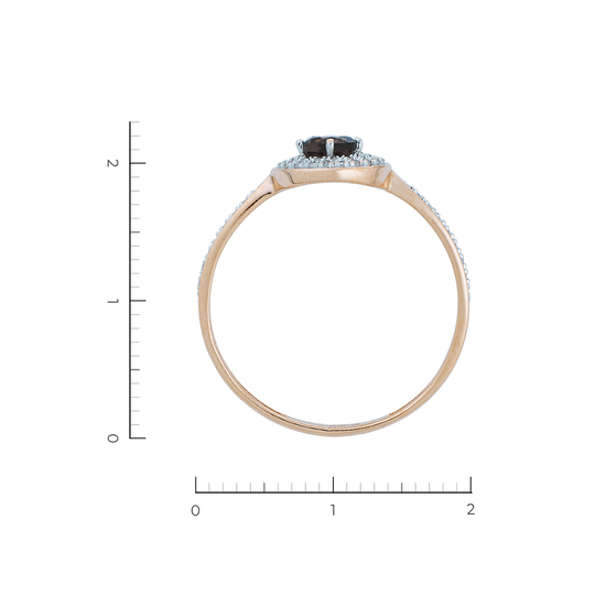 Кольцо из красного золота 585 пробы c 50 бриллиантами и 1 раухтопазом, Л20104068 за 13600