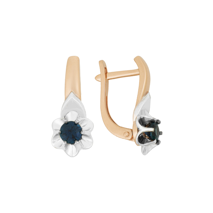 Серьги из золота 585 пробы c сапфирами, Л 6201 7494 за 38000