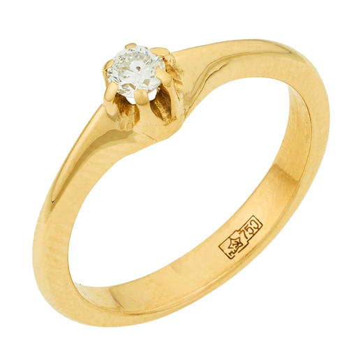 Кольцо из желтого золота 750 пробы c 1 бриллиантом Л04081108 фото 1