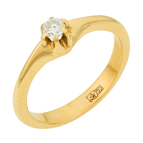 Кольцо из желтого золота 750 пробы c 1 бриллиантом, Л04081108 за 36300