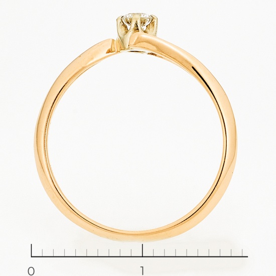Кольцо из комбинированного золота 585 пробы c 1 бриллиантом, Л39048451 за 13750