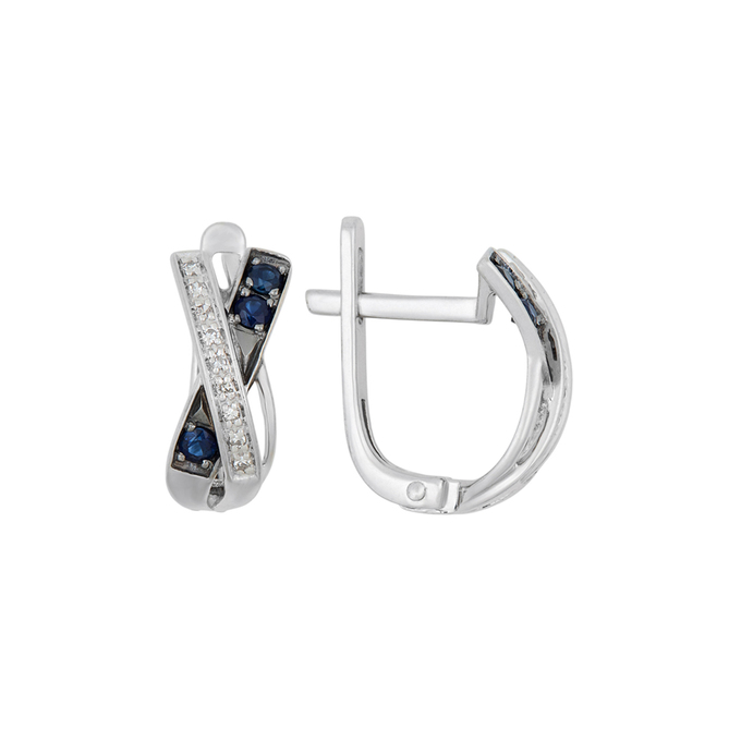 Серьги из золота 585 пробы c сапфирами и бриллиантами, К 0000 4163 за 31400