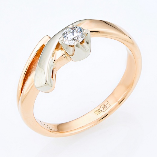 Кольцо из комбинированного золота 585 пробы c 1 бриллиантом Л70003895 фото 1