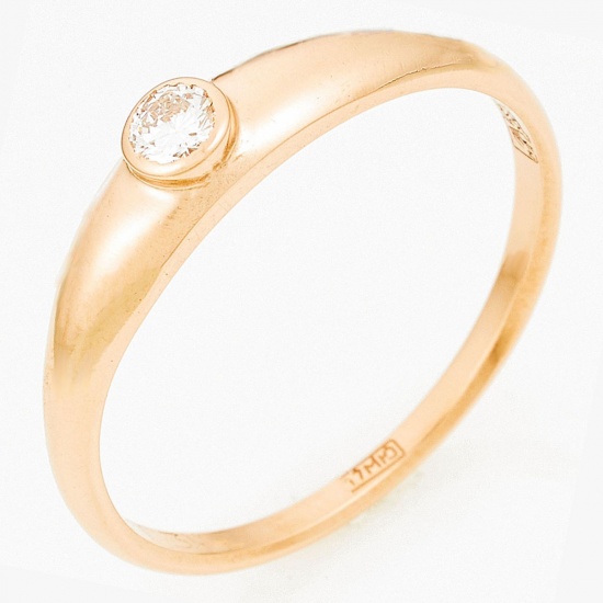 Кольцо из красного золота 585 пробы c 1 бриллиантом, Л60017754 за 17 430 ₽