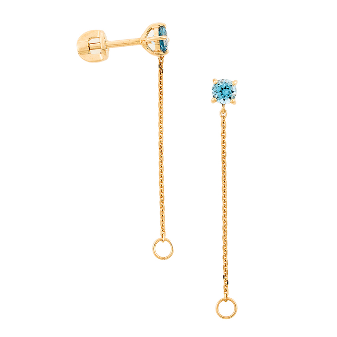 Пусеты из красного золота 585 пробы c 2 топазами