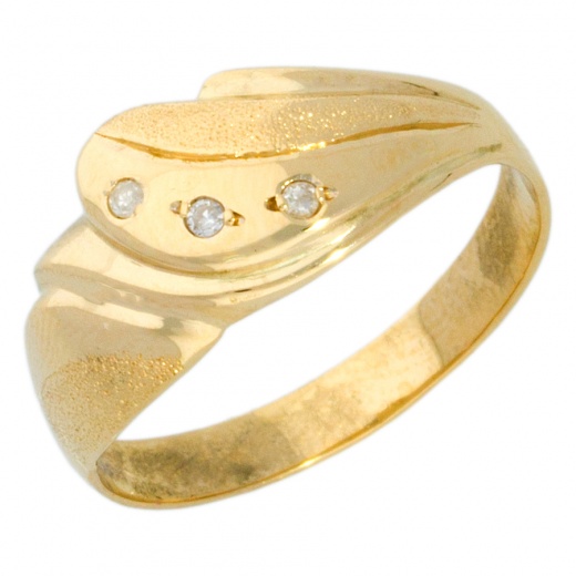 Кольцо из желтого золота 585 пробы c 3 упр. огр. бриллиантами 013444 фото 1