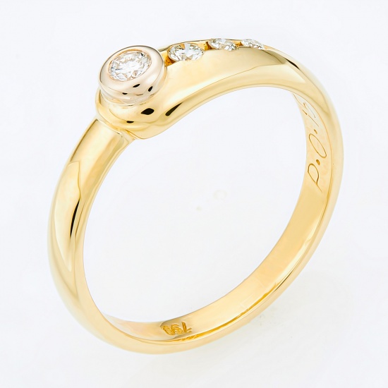 Кольцо из желтого золота 750 пробы c 4 бриллиантами, Л25073888 за 23765