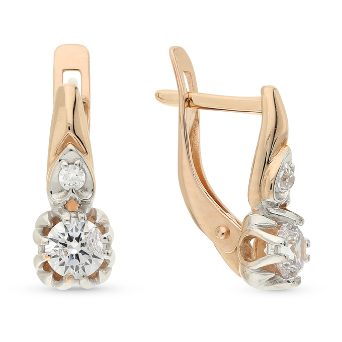 Серьги из золота 585 пробы c фианитами