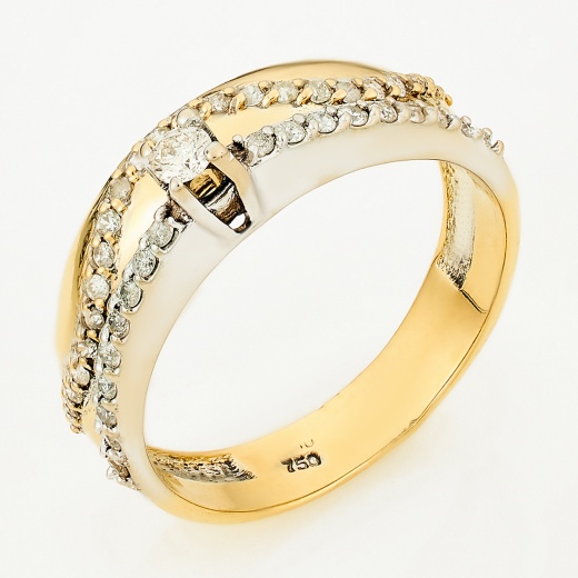 Кольцо из комбинированного золота 750 пробы c 44 бриллиантами Л31118309 фото 1