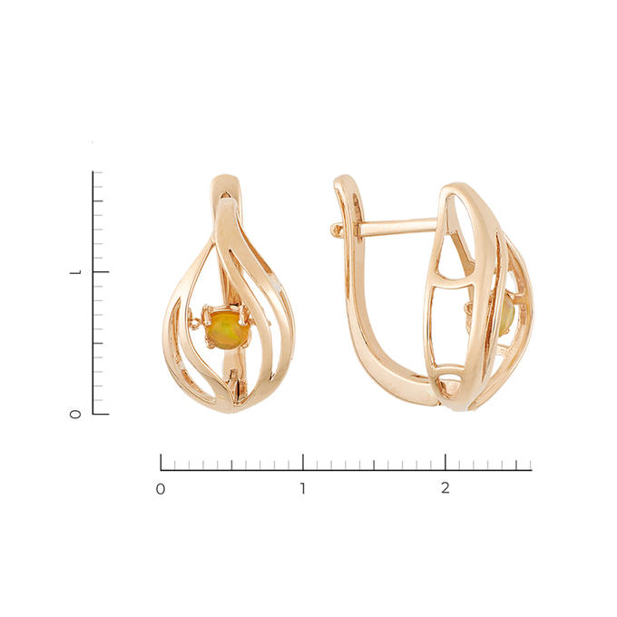 Серьги из красного золота 585 пробы c 2 опалами