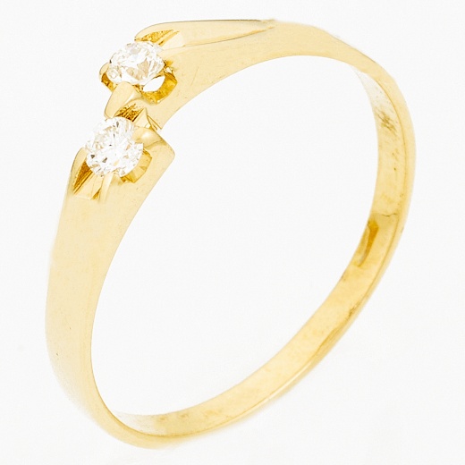 Кольцо из желтого золота 585 пробы c 2 бриллиантами Л46079996 фото 1