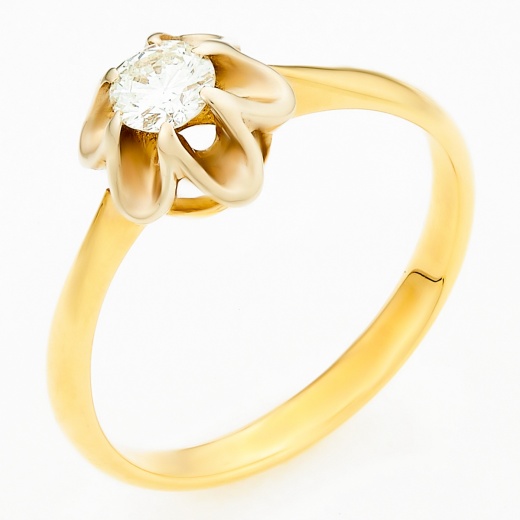 Кольцо из комбинированного золота 750 пробы c 1 бриллиантом Л24120608 фото 1