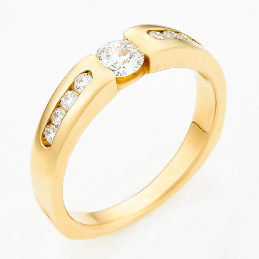 Кольцо из желтого золота 585 пробы c 9 бриллиантами Л45042428 фото 1