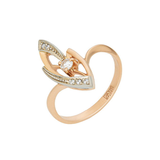 Кольцо из золота 585 пробы c бриллиантами