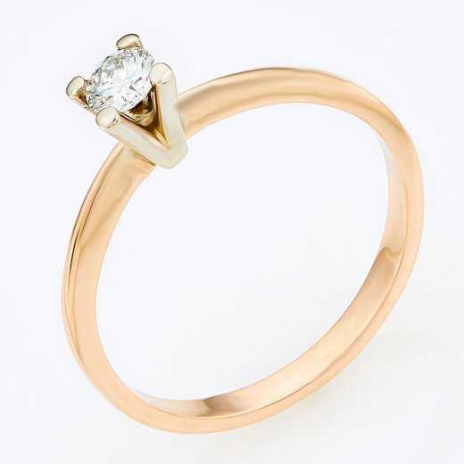 Кольцо из комбинированного золота 585 пробы c 1 бриллиантом Л05079212 фото 1