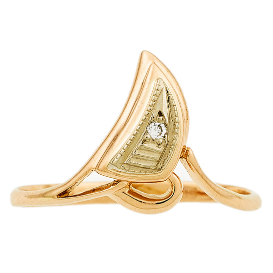 Кольцо из комбинированного золота 585 пробы c 1 бриллиантом, Л05139402 за 8700