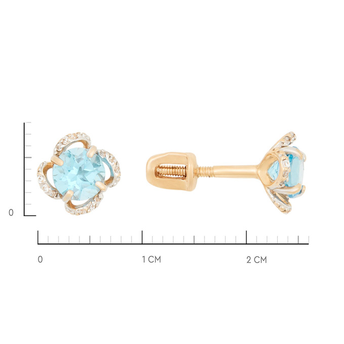 Серьги из золота 585 пробы с топазами и фианитами, Л 0408 5597 за 14800