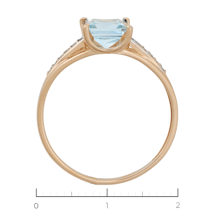 Кольцо из красного золота 585 пробы c 12 бриллиантами и 1 топазом, Л 3208 5042 за 13300