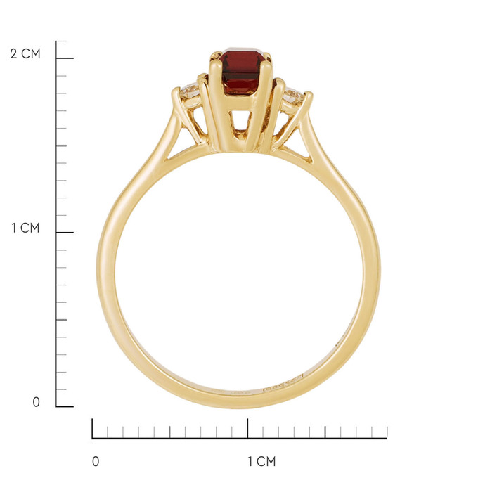 Кольцо из золота 585 пробы c гранатом и бриллиантами, Л 1912 0927 за 32720